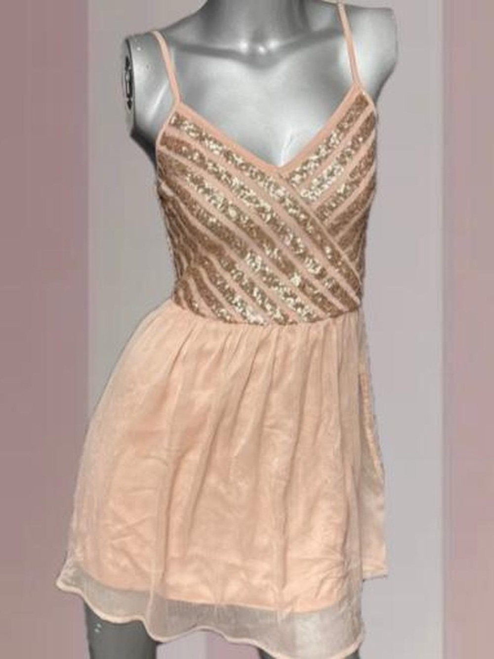 Hollister Co. Y2K pink sequin mini dress with diagonal stripes